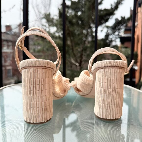 New Loeffler Randall Camellia Pleated Bow Heels Shoes Pearl Womens 7 - Picture 6 of 15